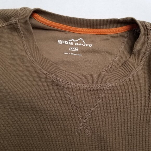 Eddie Bauer Waffle Knit Thermal Long Sleeve Shirt Size XXL Tan Outdoor Gorpcore - Picture 4 of 9